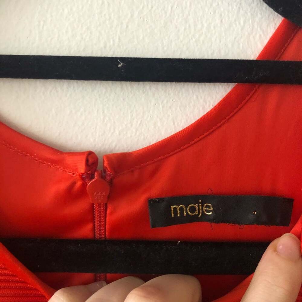 Maje 'Grease' Red Ribbed Mini Dress - Picture 6 of 8